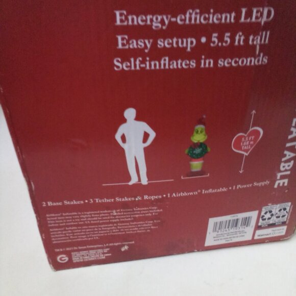 Gemmy The Grinch Airblown Inflatable 5.5 Ft Holding Wreath Christmas - Picture 8 of 11